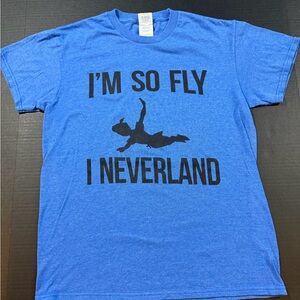 I’m so fly I Neverland Graphic Blue   T-Shirt with Black Print